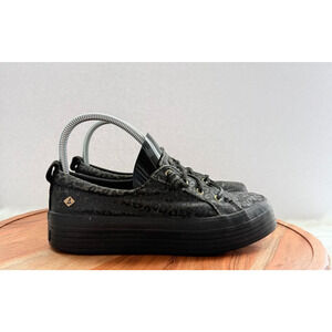 Sperry Crest Vibe Black Cheetah #STS86037 Womens size 7M Sneakers